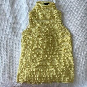 yellow top with ruffle accents Blouse size small